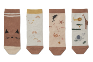 Liewood korte kous, 4-pack safari mix  (maat 17/18 - 29/32)