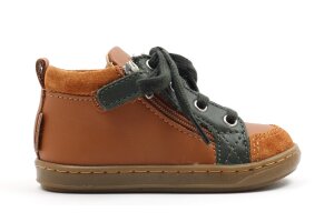 Shoopom veterschoentjes, cognac/groen (maat 20 - 25)