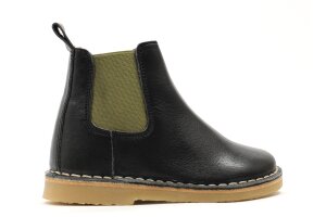 Petasil kort laarsje, zwart kaki rekker (maat 22-35)