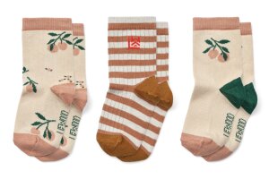 Liewood korte sokken, 3-pack peach sea shell mix (maat 19/22 - 33/36)