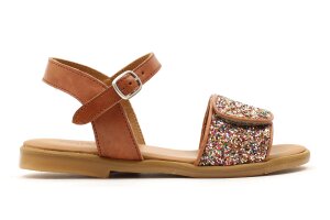 Angulus sandaal, cognac glitter (maat 30-40)