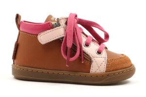 Shoopom veterschoentjes, cognac/roze (maat 20-25)