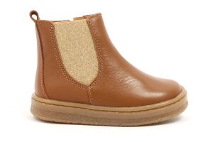Nörvik kort laarsje, cognac/goud (maat 20-29)