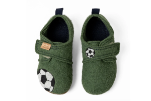Living Kitzbühel pantoffel vilt, groen voetbal (maat 25-36)