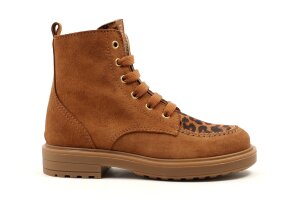 Beberlis veterlaarsje, cognac/leopard (maat 27-40)