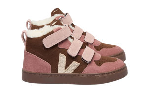 Véja sneakers velcro, gevoerd oudroze  (maat 23-35)