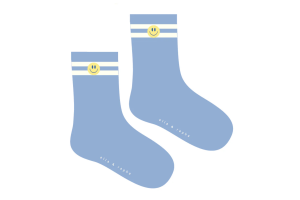 Elle and Rapha sokken, Smiley sky blue (maat 19/22-37/41)