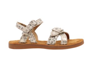 Pom d'Api sandaal, zilver leopard (maat 26-34)