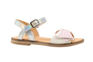 Rondinella sandaal, zilver/ vichy lila (maat 25-33)