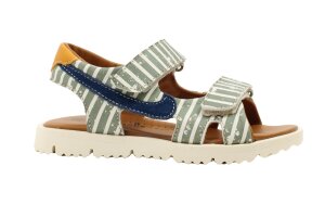 Rondinella sandaal, streepjes wit/kaki (maat 27-35)